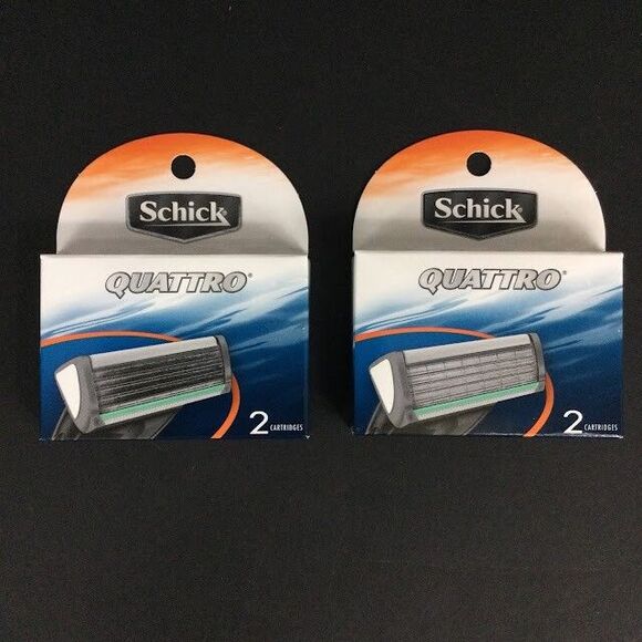 Schick Quattro Cartridges - 4 Blades - 2 Cartridges - Set Of 2 Boxes - NIB! - Picture 1 of 3
